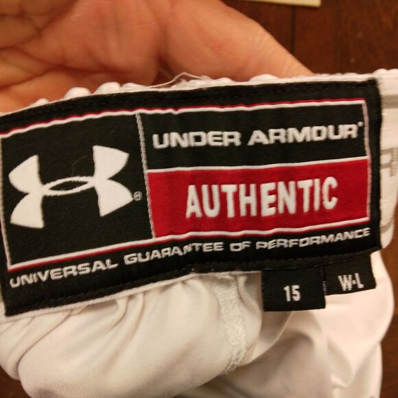 Under Armour shorts mens L Large white purple basketball gym drawstring athletic - Picture 6 of 7